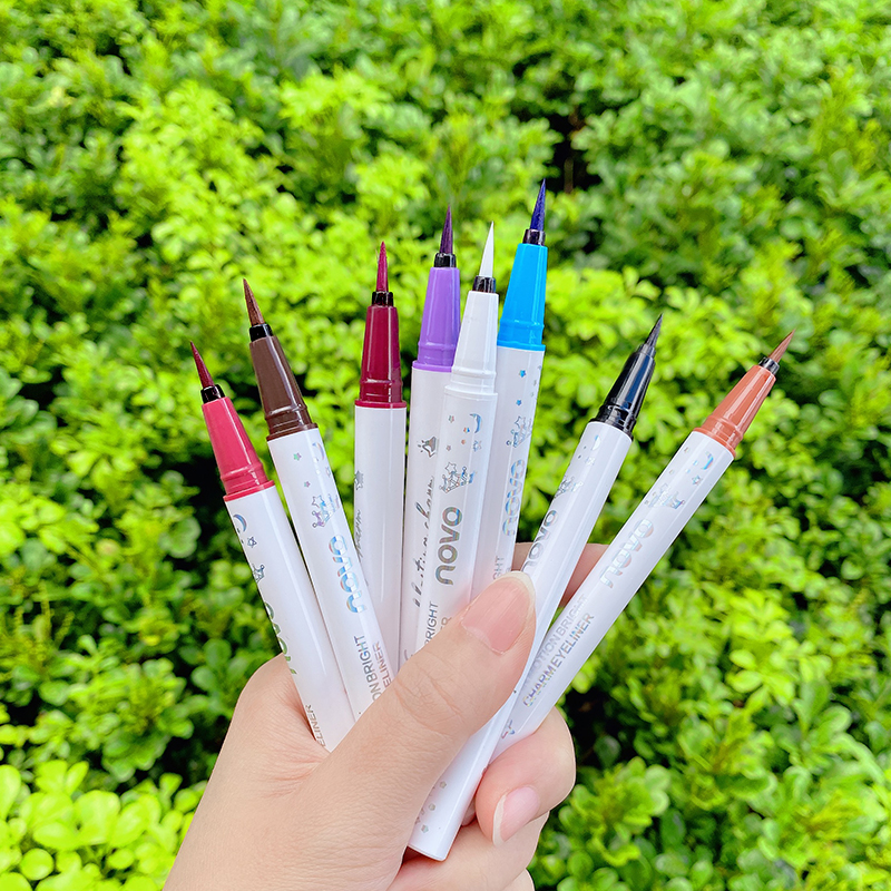 NOVO with heart colored eye line liquid pen not faint and waterproof lasting fine head extremely fine new hand beginners gel pen