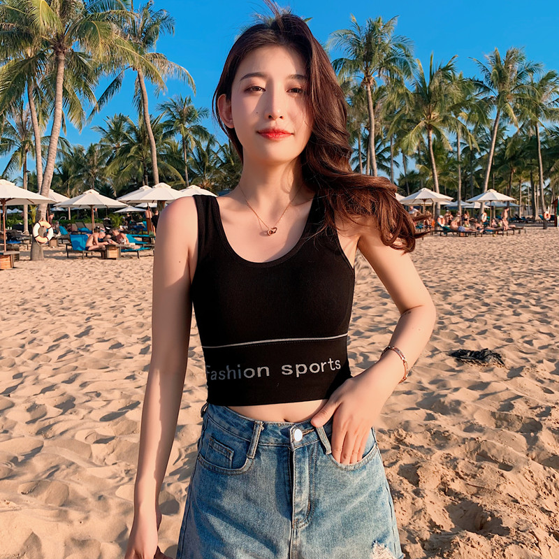 Beauty back harness mesh Red burst Breasted Without Steel Ring Bra Sports Underwear Female Outwear Student High School Teenage Vest