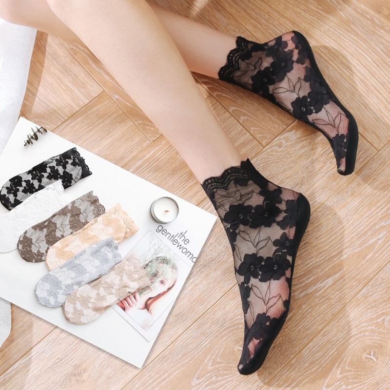 Netred socks daughtersjitsu spring shallow low-help lace socks ladies day lace socks thin style