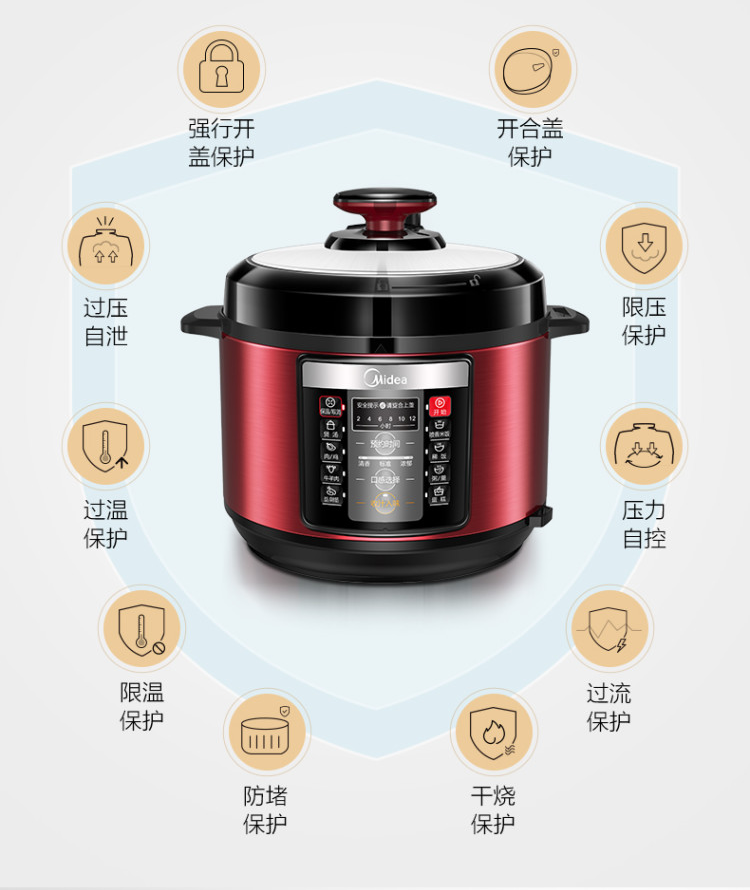 美的 智能电压力锅 5L 一锅双胆 8种智能火力 图17