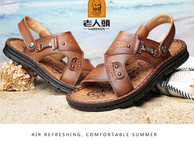 Old man sandal nam 2018 hè mới Giày da bình thường đi biển dày đế dày chống trơn trượt đôi trung niên và dép giày sandal nam