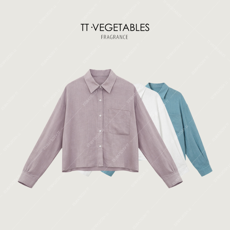Oh Fen/Small Stature 【Citrus Orchid】100% Linen Long Sleeve Simple Commuting French Style Thin Shirt 611038 Oh Fen/Small Stature 【Citrus Orchid】100% Linen Long Sleeve Simple Commuting French Style Thin Shirt 611038