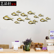 Creative hotel clubhouse living room TV sofa background wall decoration pendant electroplating resin hollow fish decoration