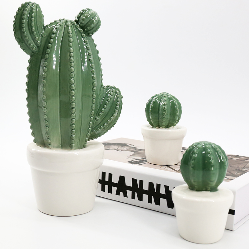 Nordic Style Ins Glasses Shop Window Display Adornment Creative Ceramic Emulated Cactus ball swing pieces
