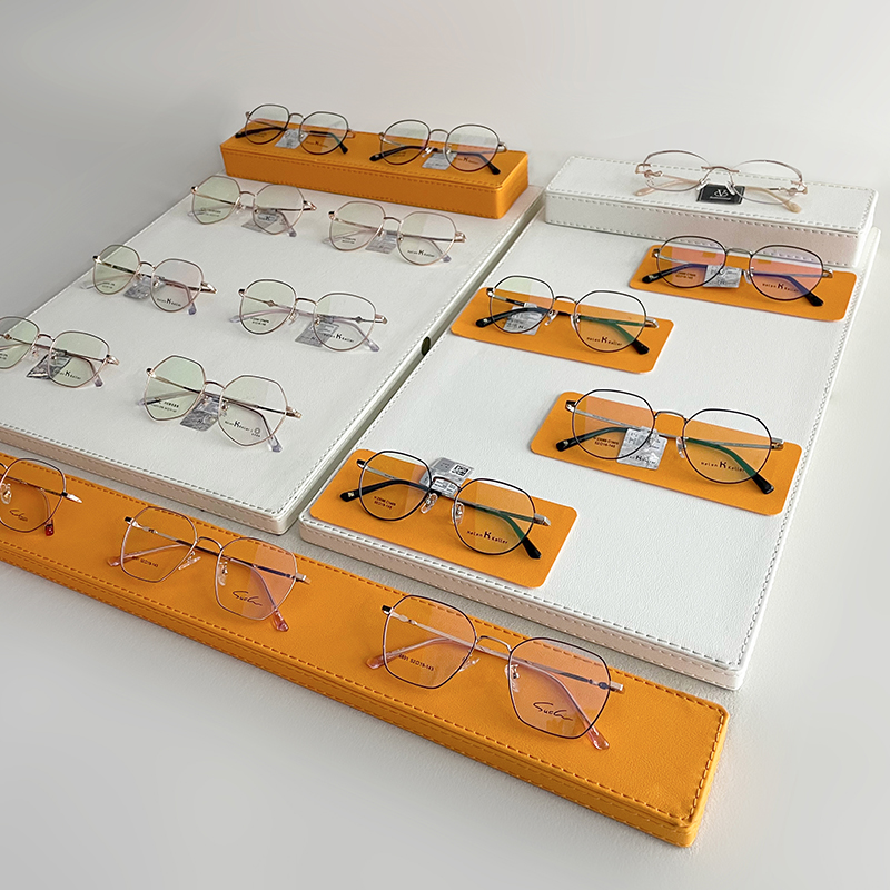 Sun Glasses Sun Glasses Display Show Shelf Glasses shop Windows Middle Island Counter Containing shelf Leather Leather Trim Props