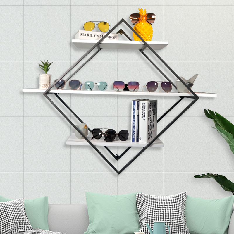 The wall of the optical shop diamond-shaped shelf sunglasses sunglasses display frame glasses display display shelves decorative props