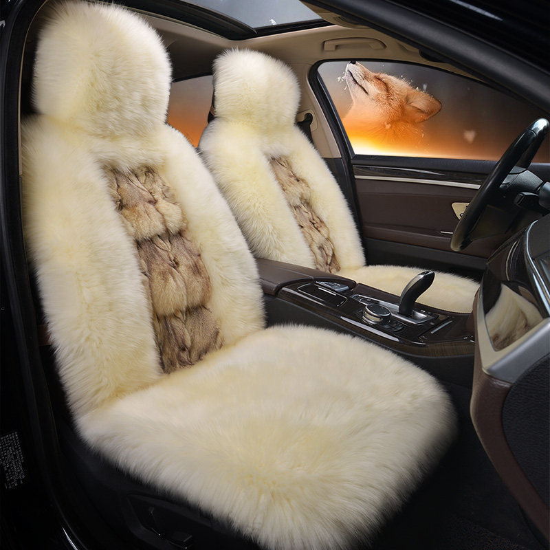 Winter fox fur car cushion short plush 5 series Audi Tiguan leather hair integrated warm winter wool seat cushion