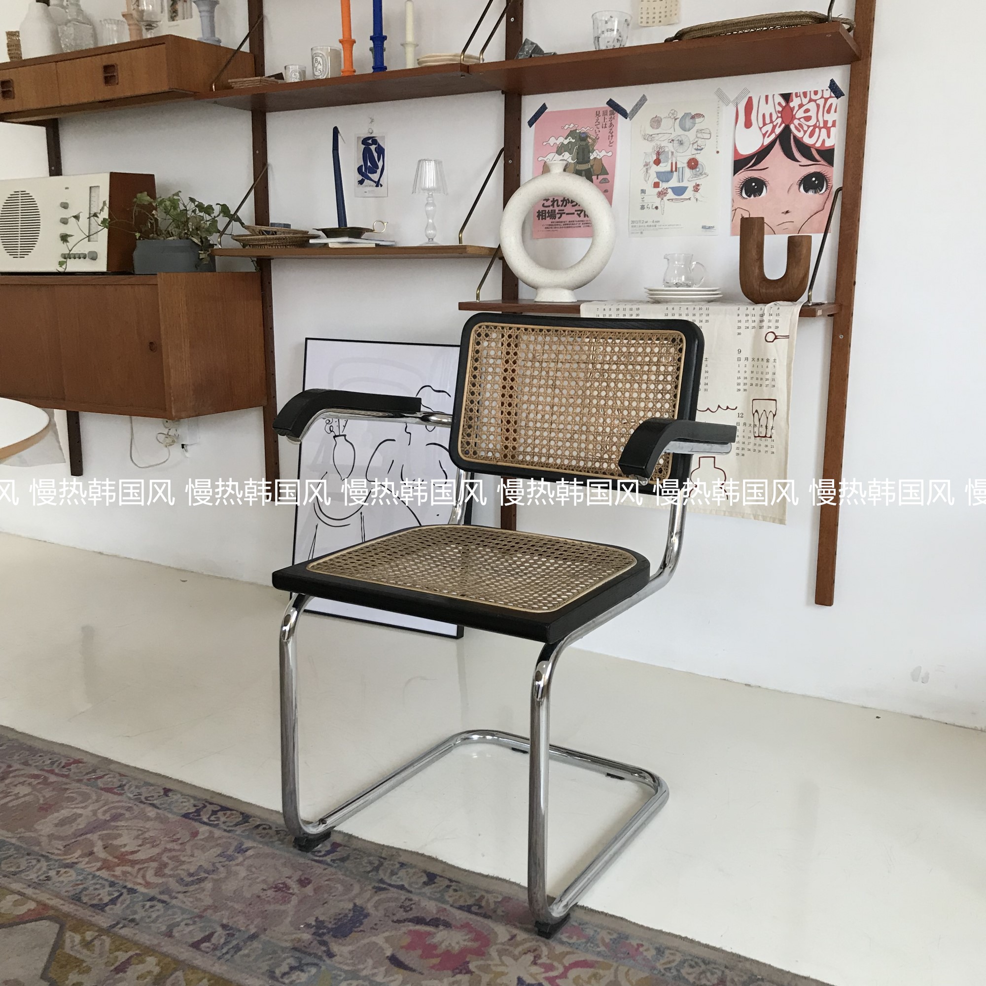 ins Korea's super red Nordic vine designs backed chair