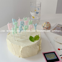 Korean ins happy birthday letter Macaron color birthday cake candle party decoration