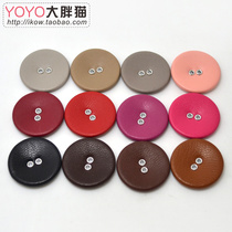 Black leather two-eye buttons high-grade PU leather clothing leather skirt air eye two-eye buttons corneal buttons professional custom