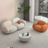 Ткань, кремовый диван для гостиной для отдыха для двоих, простой и элегантный дизайн, популярно в интернете, для салонов красоты