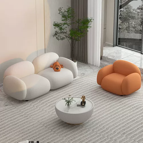 Ткань, кремовый диван для гостиной для отдыха для двоих, простой и элегантный дизайн, популярно в интернете, для салонов красоты