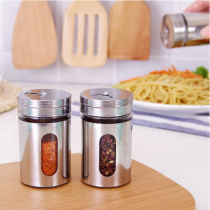 Seasoning Bottle Barbecue seasoning jar Stainless Steel Glass Liner Seasoned Bottle of Pepper Powder Zizirl rotary porous