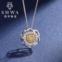 Poetry Hua Jewelry Count Flowers Yellow Diamond Necklace Woman Color Drill Pendant 18k Gold Lock Sleeve Chain Color Gold Real Drill Profiled Neck Decoration