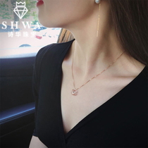  Shihua jewelry color gold Smart diamond necklace Female real diamond 18K rose gold South African masonry pendant bone chain