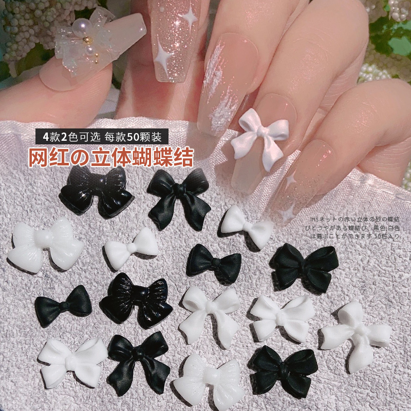 Nail Art Accessories, Small Chanel-Style Bow, Black and White Rhinestones, Wearable Nail Decorations, 2026 New Trendy Diamond Nail Art Accessories, Small Chanel-Style Bow, Black and White Rhinestones, Wearable Nail Decorations, 2026 New Trendy Diamond