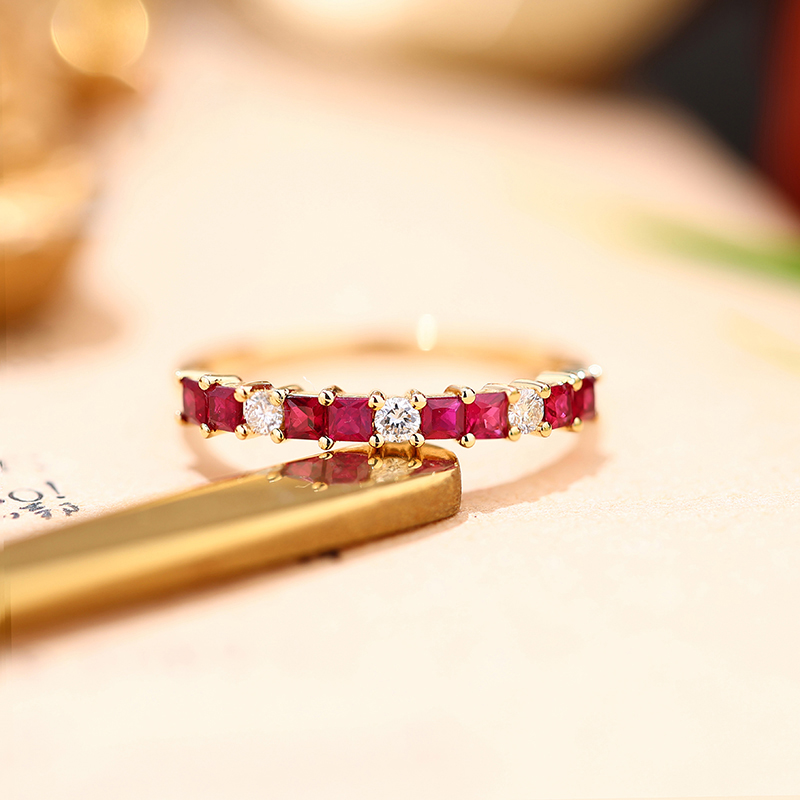 Mousine jewelery II shop aristocratic breath ruby ring dove blood red ring diamond 18K gold lady epidm