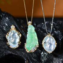 Muhuang Jewelry No. 2 Natural Grade A Laokeng Jadeite 18K Gold Twist Border with Plain Surface