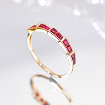 Mühist jewelery II shop 18K gold inlaid with no side inlaid craft dove blood red ruby ring Caibao lady