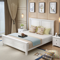 Solid wood bed modern minimalist American 1 8 beige single double bed high Box Storage 1 5 Nordic style master bedroom Queen bed