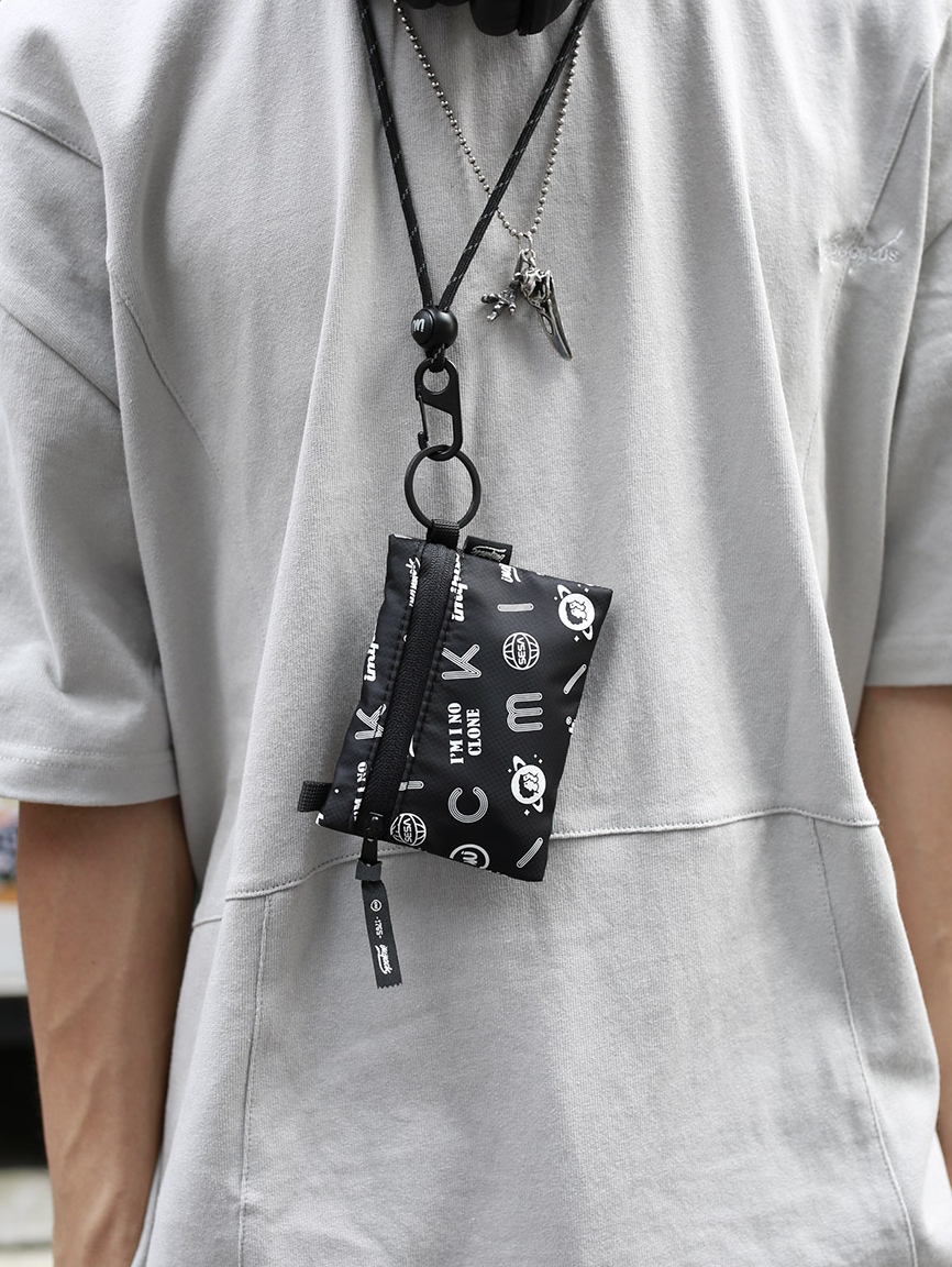iMipack trendy printing metal buckle multifunctional webbing hanging neck small wallet coin card bag key trendy card