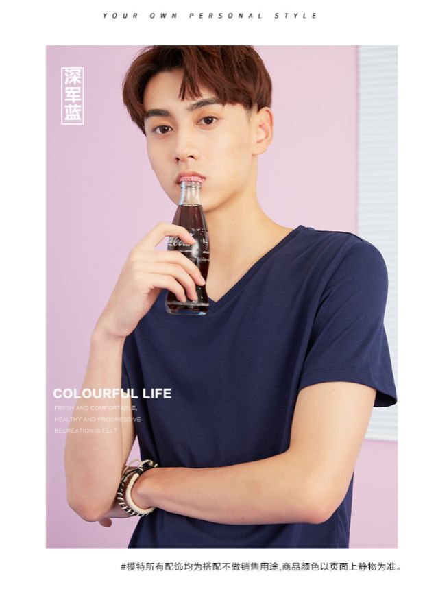 Áo thun cổ chữ V ngắn tay mùa hè Áo thun cotton nam ngắn cổ chữ T trẻ trung phiên bản Hàn Quốc của áo thun nam thông minh Y8059 áo phông nam hàng hiệu