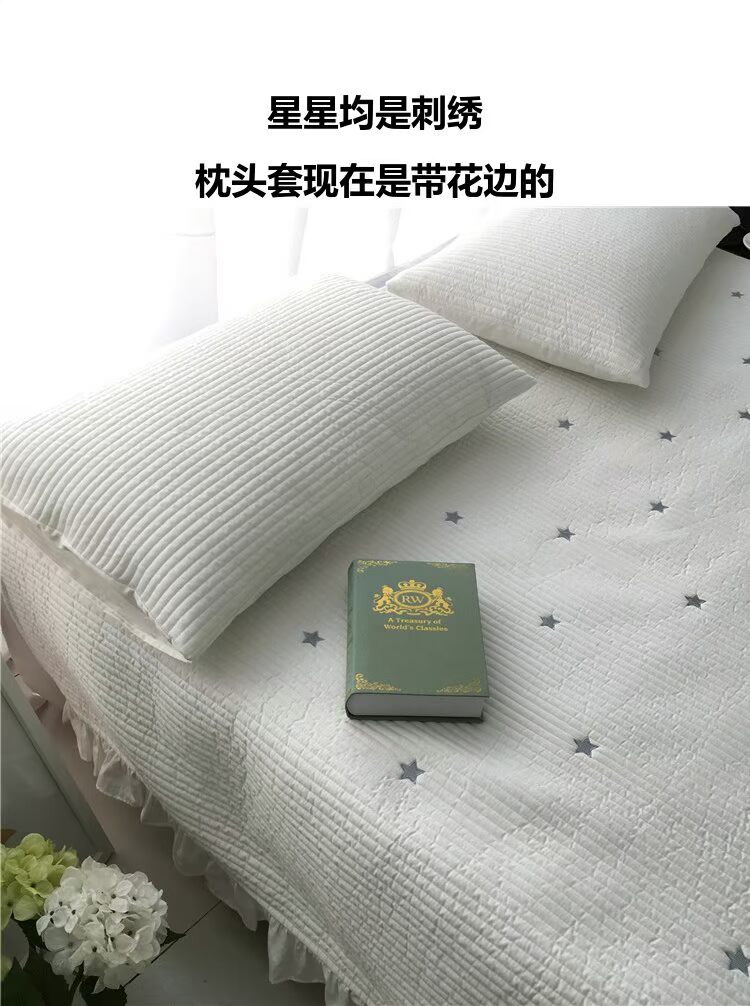 giường Hàn Quốc bao gồm ba bộ bông bông ren thêu tờ công chúa bị lạnh bằng cách rửa mùa hè chăn mỏng - Trải giường ga giường 1m2x2m