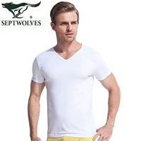 Áo thun bảy cổ nam vest ngắn tay cotton cổ chữ V chạm đáy áo sơ mi cổ gà hình trái tim thoáng khí bằng vải cotton mùa hè co giãn áo ba lỗ nữ hàng độc
