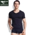 Áo thun bảy cổ nam vest ngắn tay cotton cổ chữ V chạm đáy áo sơ mi cổ gà hình trái tim thoáng khí bằng vải cotton mùa hè co giãn áo ba lỗ nữ hàng độc Áo vest