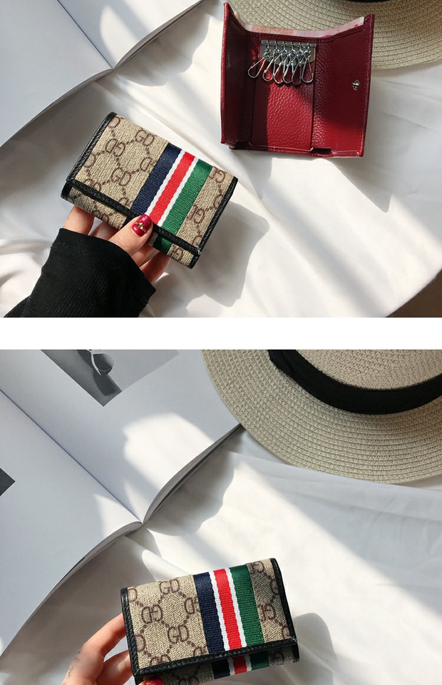 Bao da nữ khóa 2019 mới châu Âu và Mỹ retro đơn giản in ví da nhỏ ví ngắn túi ví ngắn - Trường hợp chính kẹp chìa khóa