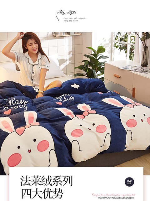 Coral quilt bao gồm một mảnh flannel mui xe hai mặt lông cừu nhung dày sang trọng cashmere mùa đông phụ nữ duy nhất đôi mẫu chăn ga gối đệm đẹp