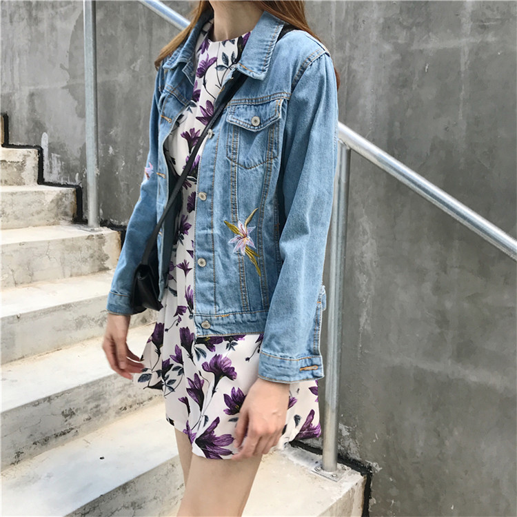Han Edition BF Spring and Autumn 2020 New embroidered cowboy coat short coat tide