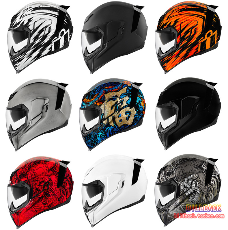 Spot ICON Airflite Dual Lenses Men And Women Locomotive Safety Helmet Retro Street Car Sports Car Full Armor