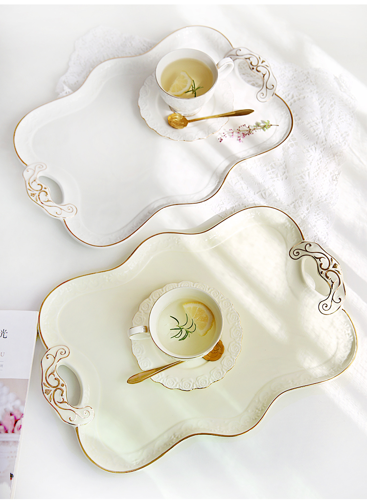 Those time ceramics European tea set tray rectangular English tea tray home water cup tea cup tray storage