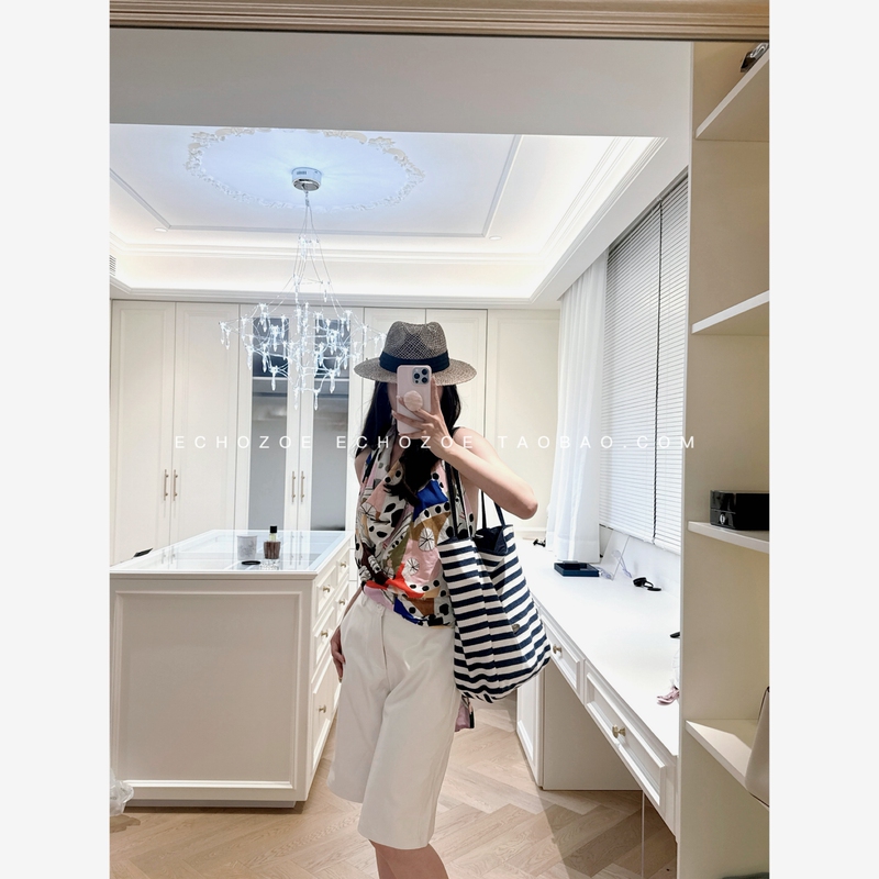 Echozoe “Double-Sided Extra-Large Capacity” Striped Canvas Bag, Casual Tote Bag, Casual Shoulder Bag for Women