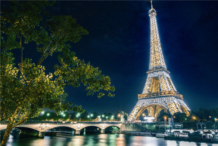 Wooden puzzle 1000 pieces thickened adult children's educational toys decompression send big picture iron tower night scene