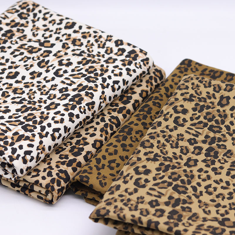 Retro Leopard Print Twill Printed Pure Cotton Gauze Fabric Clothing Fabric Bags Shoes and Hats Handmade