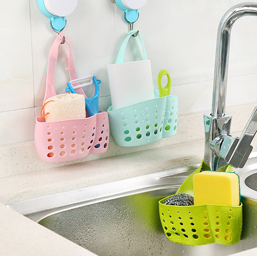 Kitchen Sink Drain Basket Hanging Bag Tap Sponge Shelve Wash Dish Washing Dishwater Pool Free to contain hanging basket