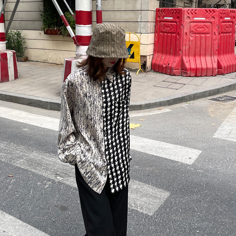 Seven4lee small red sun protection splicing plaid shirt design with small crowdproof blouse