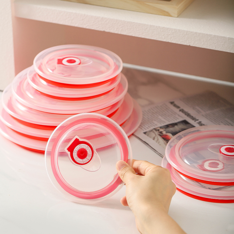 Food-Grade Thickened Fresh-Keeping Bowl Plastic Lid, Round Universal Lunch Box Sealing Silicone Lid, Microwave Heating Accessories