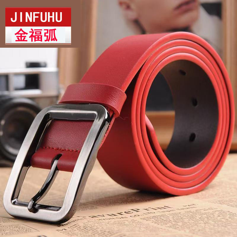 Women's Genuine Leather Wide Belt with Pin Buckle, Red Belt for the Year of Birth, Unisex Red Fashion Versatile Jeans Belt Trendy Women's Genuine Leather Wide Belt with Pin Buckle, Red Belt for the Year of Birth, Unisex Red Fashion Versatile Jeans Belt Trendy