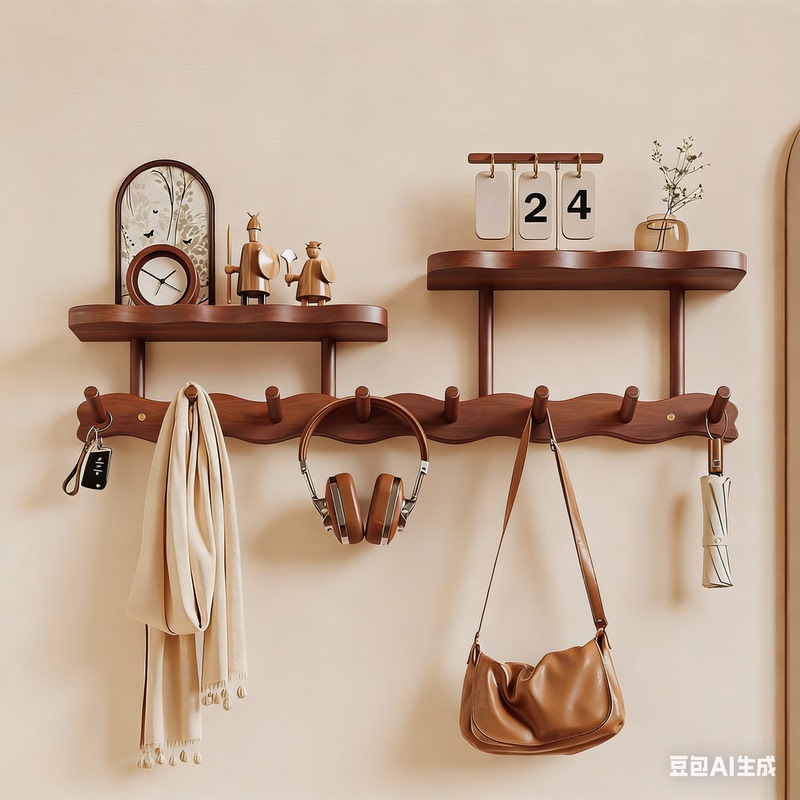 New Coat Rack Wall-Mounted Solid Wood Wall Hook, No-Drill Hook for Bedroom, Entryway, Multifunctional Row Hook Hanger New Coat Rack Wall-Mounted Solid Wood Wall Hook, No-Drill Hook for Bedroom, Entryway, Multifunctional Row Hook Hanger