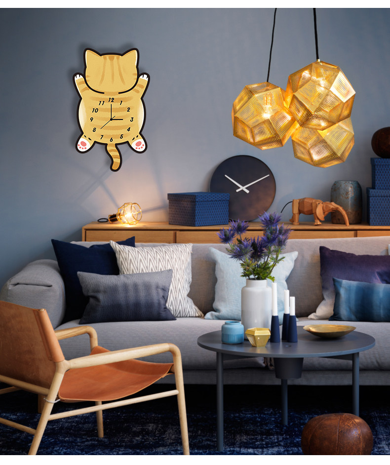 Большой оранжевый кот мультяшные креативные бесшумные настенные часы для гостиной спальни детской комнаты детского сада милые модные декоративные часы