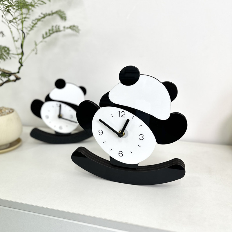 Мультяшные креативные настенные часы в виде панды для гостиной детской комнаты простые декоративные бесшумные без сверления милые часы