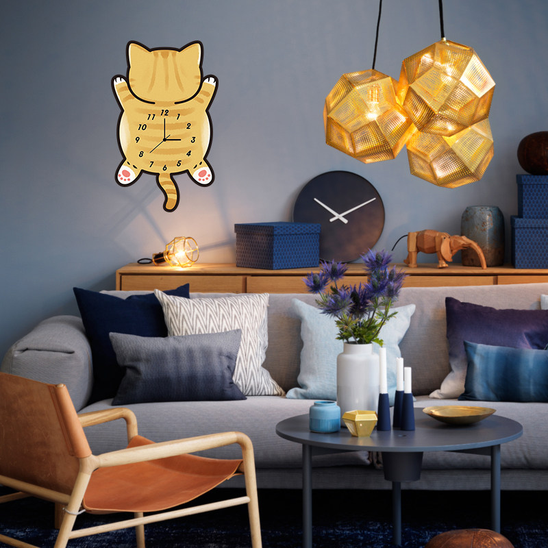 Большой оранжевый кот мультяшные креативные бесшумные настенные часы для гостиной спальни детской комнаты детского сада милые модные декоративные часы