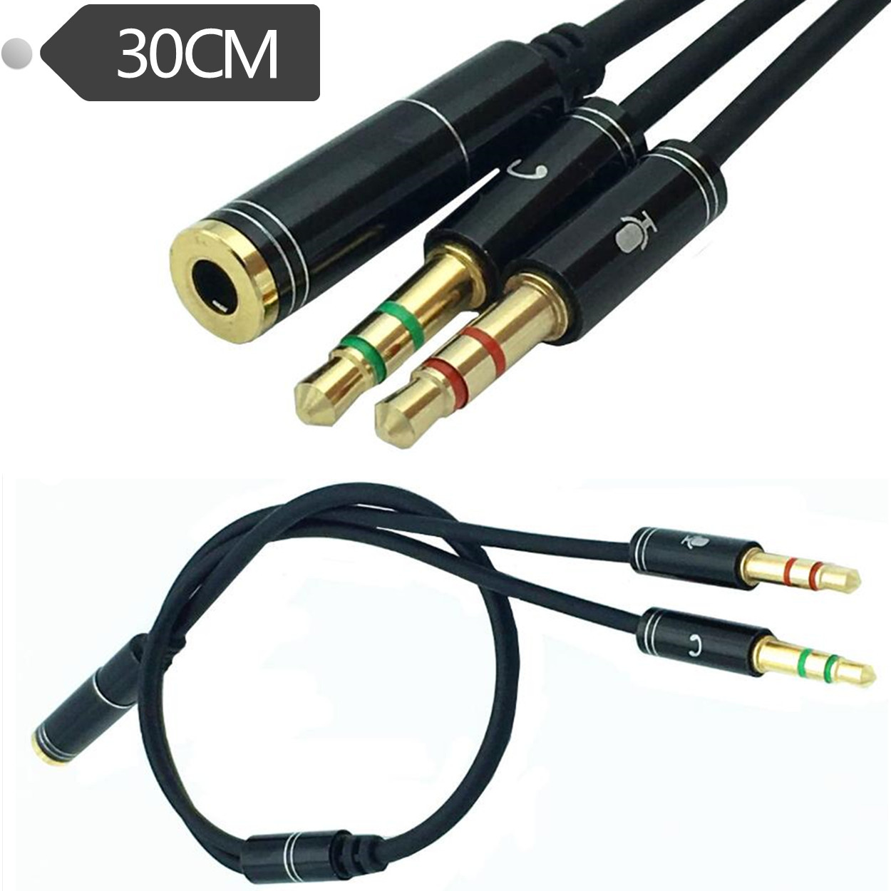 Mobile phone headset to computer headset headset microphone two-in-one headset adapter cable aluminum shell 0 25m