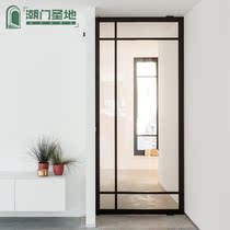 Tide door Holy land Kitchen door Single door Wrought iron room door Bath door Fine border very narrow tempered glass flat door customization