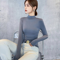 Modale plus suede undershirt woman half high collar for lap and winter foreign air 2022 new long sleeves 100 lap fall blouses