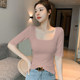 Leather pink modal square neck t-shirt women's 2022 summer new inner bottoming shirt five-point sleeve top foreign style