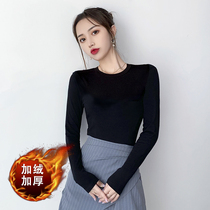 The Euro-stock autumn winter plus suede thickened undershirt woman Neyhitch 2022 new small round collar ocean warm and warm tight blouses